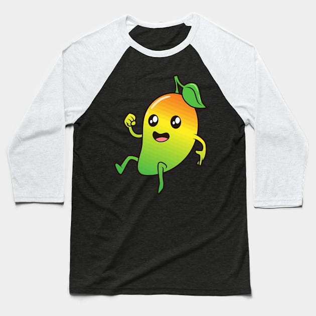 Kawaii Cartoon Mango Baseball T-Shirt by Modern Medieval Design